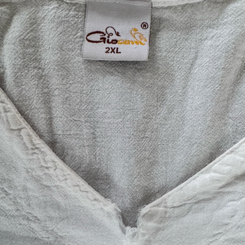 Gibson White Button Sleeve Blouse